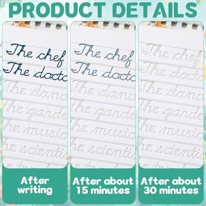 gisgfim 2 Pack Grooved Cursive Handwriting Workbook Magic Grooved Cursive Reusable Handwriting Practice Tracing with Disappearing Ink Pens for Kids Learning Activities Supplies (Words&Sentence) - style: Vocabulary+Sentence