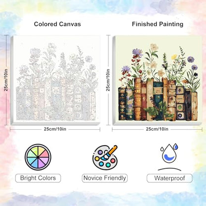 Yezavesu Book Framed Paint by Numbers Kit for Adults 10x 10 inch, Flowers - color: YOP0216, size: 10x10 Inch
