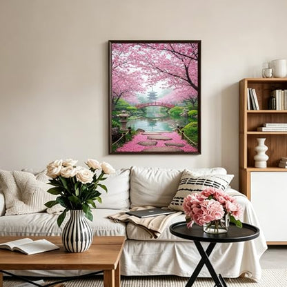 PHANTASYART Cherry Blossom Paint by Numbers Kit for Adults 16x20inch - color: Cherry Blossom Scenery, size: 16x20inch