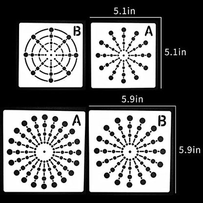 4Pcs Mandala Dot Painting Stencils - 8/12/16/20 Segment Creative Mandala Templates Stone Stencils for Reusable Drawing on Wood, Wall, Floor, Tile, Fabric DIY Art Projects