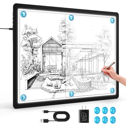 Heanolier A2(25.2" x 18.4") Artist tracing Light Box Copy Table,Large Magnetic Light pad with Physical Buttons & Adapter,3-Color,Dimmerable Bright Light Board for Diamond Painting,Drawing,Sketching - color: Black, size: A2 without Bag