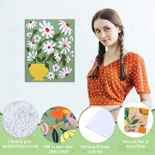 Tinlade 12 Pcs Pre Drawn Canvas for Painting Stretched,Flower Posters - size: Flower Posters