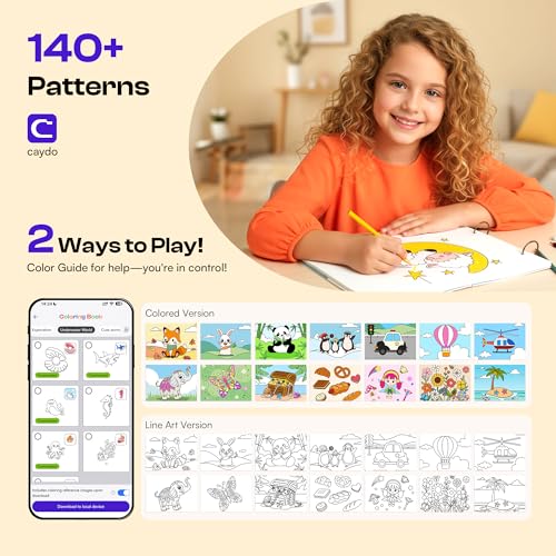 Caydo 3 Canvas Custom Diamond Painting Kit with Create Your Own Coloring Book for Kids with APP | 40 Sheets 160gsm Acid-Free Drawing Paper (Blank) for Gifts
