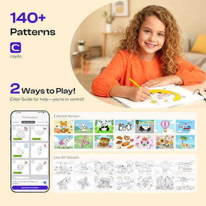 Caydo 3 Canvas Custom Diamond Painting Kit with Create Your Own Coloring Book for Kids with APP | 40 Sheets 160gsm Acid-Free Drawing Paper (Blank) for Gifts