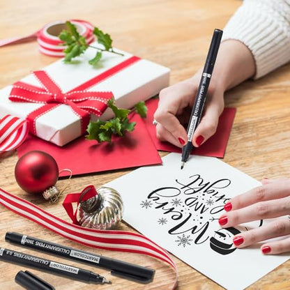 MARTCOLOR 9 Size Calligraphy Pens for Writing, Black Archival Ink Pens