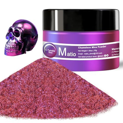Matio Chameleon Mica Powder, 1.06oz/ 30g Twinkle Sea Chrome Powder | Pearlescent Effect Color Shift Pigment for Resin Craft, Soap Candle Dye, Nail Art,Bath Bomb, Paint, Slime - color: C-Twinkle Sea