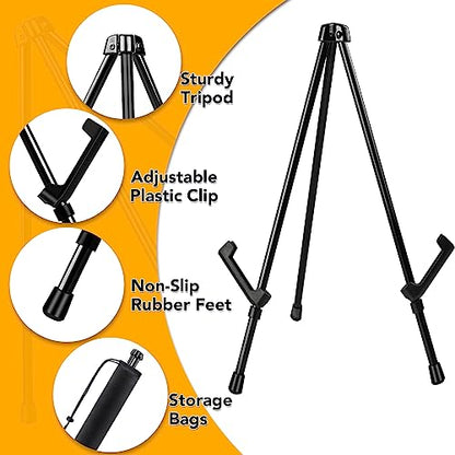AROIC 24 Pack 14''Tabletop Easels, Black Steel Table Top Easels for Display | Adjustable Portable Table Top Easel for Paintings, Signs, Posters,Frame Pictures(with 24 Bags) - style: 24P