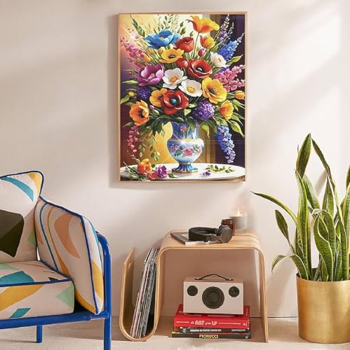 COHAYISY Flowers Diamond Painting Kits for Adults, Bouquets Diamond Art for Beginners, vases Diamond Round 5D Full Drill Paint with Diamonds Pictures Gem Art Painting Kits DIY Crafts Kits 12x16inch - color: 25-18 Bouquets