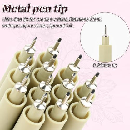 Micro Fineliner Pens 6Pack 0.25mm Extra Fine Point Black Waterproof Drawing Pens, Archival Pigment Ink Sketching Supplies, Artist Inking Markers for Manga Journaling Illustration - color: 6 Extra Fine(0.25mm)