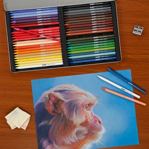 Soho Urban Artist Woodless Pastel Pencils - Set of 48, Professional Artist-Grade, 40% More Pastel, Water-Soluble, Pre-Sharpened, Easy Blending, 6.93mm Barrel, Clear Lacquered - size: 1 Count (Pack of 1)