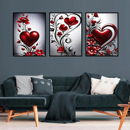 3 Pack Diamond Art Kits for Adults, Flowers Diamond Painting Kit 12x16 inch - color: 3 Pack Valentines, size: 11.8x15.7in(30x40cm)