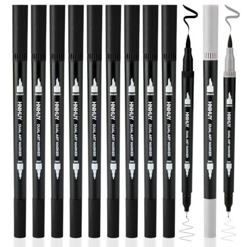 Black Markers for Drawing - Brush Pens for Artists, 12 Pack - color: Black