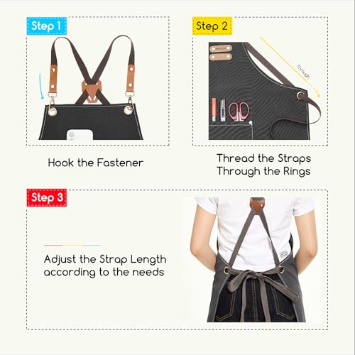 MEEDEN Painting Apron for Men Women: Adjustable Cross Back Waterproof | Polyester Canvas Art Apron with 3 Pockets - Artist Apron for Acrylic Oil & Watercolor Painting, Gardening, Cooking - Taupe - color: Taupe