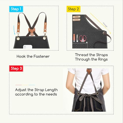 MEEDEN Painting Apron for Men Women: Adjustable Cross Back Waterproof | Polyester Canvas Art Apron with 3 Pockets - Artist Apron for Acrylic Oil & Watercolor Painting, Gardening, Cooking - Taupe - color: Taupe