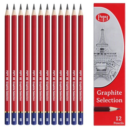 Pepy Graphite Professional Drawing Pencils - Set of 12 8B Pre-Sharpened Black Lead Pencils; Perfect for Drawing, Sketching and Shading, Graphic and Fine Art - style: Set of 12 - 8B