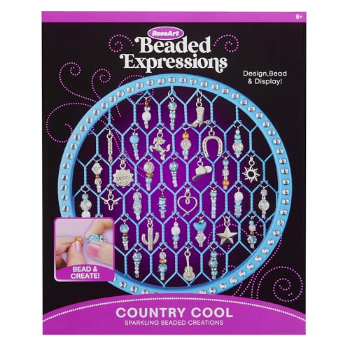 RoseArt Beaded Expressions Country Cool DIY Beaded Sun Catcher Craft Kit - Create Sparkling Country-Style Designs with Charms & Beads – Bead, Design & Display, Ages 8+ - style: Country Cool