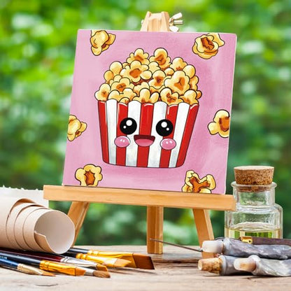 Anseal 12 Packs Pre Drawn Canvas to Paint, 4" X 4" Foods Pre-Printed Paint Party for Painting, Pre Stretched Canvas Outline Painting Boards for Paint Lovers, Party Favor - style: Foods