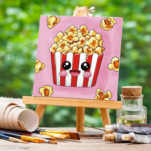 Anseal 12 Packs Pre Drawn Canvas to Paint, 4" X 4" Foods Pre-Printed Paint Party for Painting, Pre Stretched Canvas Outline Painting Boards for Paint Lovers, Party Favor - style: Foods