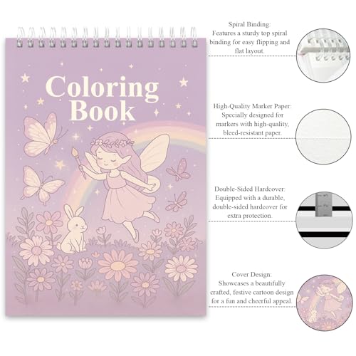 Fuxi Coloring Books for Girls, 60 Sheets (73lb/120gsm) Blank Sketch Book + 50 Designs Blank Coloring Book, Stocking Stuffers for 8-12 Girls. - color: Pink, size: 9" x 12" (Pack of 2)