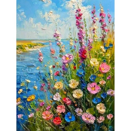 YarnMate Wild Flowers Paint by Numbers for Adults,Paint by Number for Adults Beginner,Easy Acrylic Paint by Number on Canvas for Relax and Home Wall Decor 16X20 Inch (Without Frame) - color: MT22463
