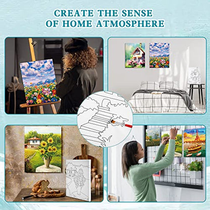 Sherr 10 Pcs Pre Drawn Canvas for Painting,Scenery,8 X 10 Inch | Preprinted Stretched Cotton Canvas for Adults, Pre Drawn Painting Outlines for Couple Date Night, Sip and Paint Party Favor - style: Scenery