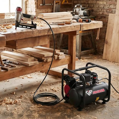 2 Gallon Quiet Oil Free Air Compressor With Air hose, Only 68dB, 1.2HP