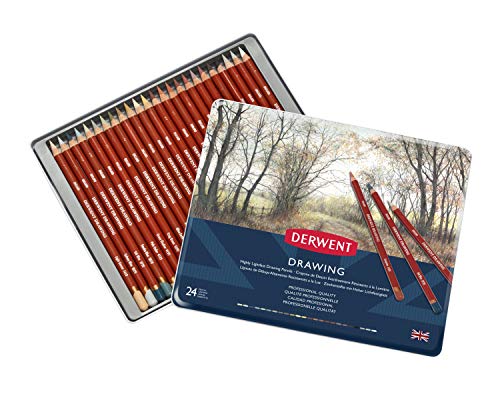 Derwent Colored Drawing Pencils, Metal Tin, 24 Count (0700672) - size: 1 Count (Pack of 24)