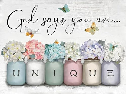 Shouruihua Diamond Painting Kits for Adults, Inspirational Diamond Art Kits | Unique, Bible Verse, Gem Art, Diamond Dotz Kits, Diamond Dots, Full Round Drill Diamond Painting Kits Beginner, 15.7x11.8 in - color: God Says You Are Unique