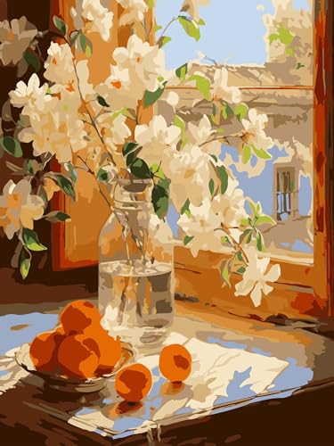 ZRIZQ Paint by Numbers Kit for Adults Beginners,Floral DIY Painting Set,Relaxing Creative Craft Activity,16x20 Inch-Flowers - color: 16"X20"Rolled Canvas-Flowers