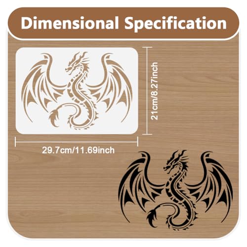 Dragon Stencil, Reusable Painting Template, DIY Home Decor - style: Dragon