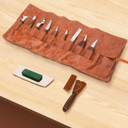 IMYMEE Wood Carving Tools Deluxe-Whittling Knife,Wood Carving Kit,Wood Whittling Kit for Beginners,Spoon Carving Kit,Woodworking Tools Set Large Wood Carving Knife Set - color: Black