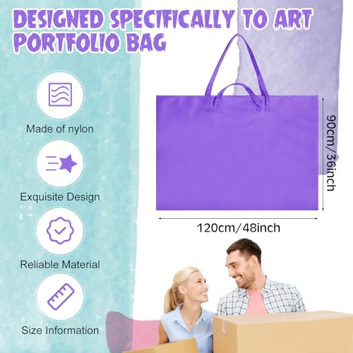 Abbylike 1 Pcs 48x36 Inch Art Portfolio Bag Purple Large Waterproof Nylon - color: Purple, size: 48 x 36 Inch