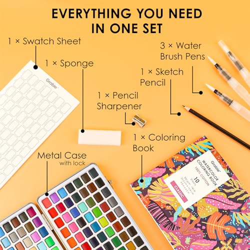 Grabie Set of 168 Color Watercolor Paint Set with Brush Pens - color: 168 Colors