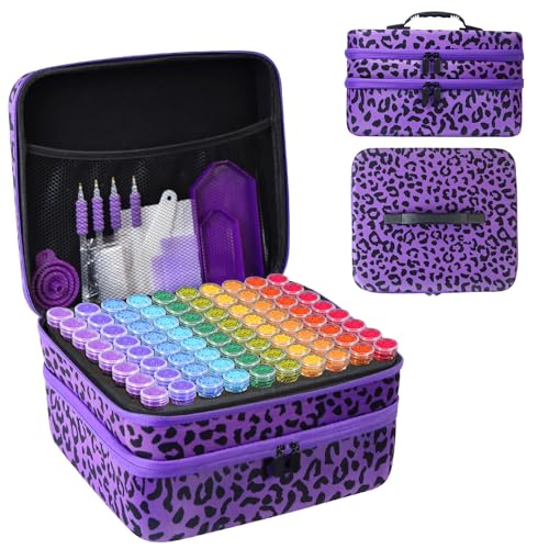 CAIOVSE Diamond Painting Storage Containers 240 Slots Diamond Art Case - color: Leopard Print, size: 240 jars