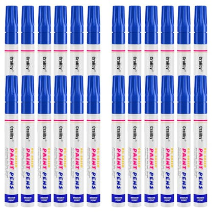 Blue Paint Markers, 24 Pack Oil-Based Waterproof Quick Dry Permanent Paint Pen Set for Rocks Painting, Wood, Fabric, Plastic, Canvas, Glass, Mugs, Metal, Tire, Stone, DIY Craft - color: Blue