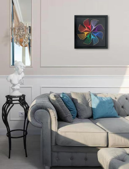 THOUDONER DIY 3D String Art Crafts Kit for Adults Beginner Unique Gift,Windmill(11.8inch*11.8inch).