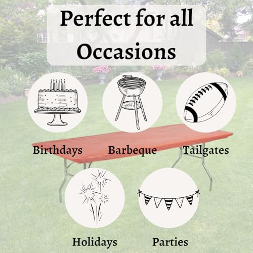 6' Rectangle Plastic Table Covers 30" x 72", Bundle of 5 (Red) - color: Red