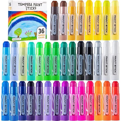 JOYIN 36 Colors Washable Tempera Paint Sticks, Art Supplies, Paint for Kids, Quick Drying and No Mess Arts Project, Gifts for Kids and Artists Birthday Valentine Easter Gifts for Boys Girls