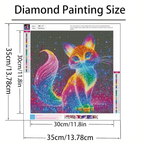 Diamond Art Kits for Adults,Glowing Cat Diamond Painting Kit,13.8X13.8inch | 5D DIY Full Round Drill Dreamy Cat Paint by Diamonds,Dot Gem Art Painting Kits,for Home Wall Decor Beginners - color: KM1137-1