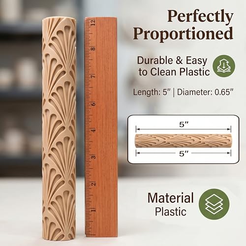 Hokkieam Clay Texture Rollers, 10 PCS Plastic Polymer Clay and Pottery Tool | Create Textured Patterns on Polymer Clay and Pottery for Sculpting, Ceramics, DIY Crafts, and Creative Projects.