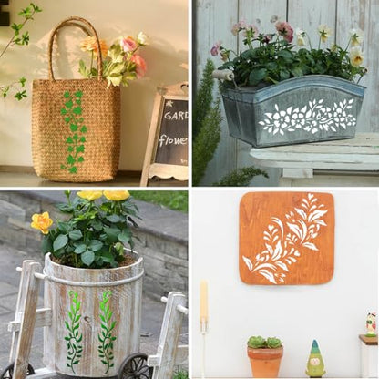 12 Pack Leaf Vine Stencils, DIY Crafts Drawing Templates, Stencils Reusable for Painting on Wood, Wall, Fabric, Canvas, Furniture, Home Decor (Vine) - style: VINE-12inches