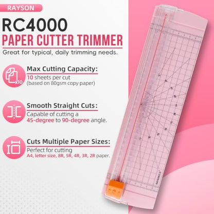 Rayson Paper Cutter Trimmer, A4 Size, 12" Craft Cutter, Light Pink - color: Pink