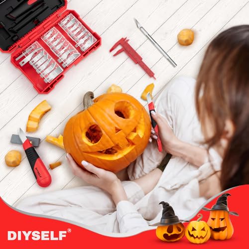 DIYSELF 41-Piece Exacto Knife Set, Precision Hobby Knife Kit for Art Crafts | Quick Blade Change, Organized Storage Case, Scalpel Knife for Paper and Models, Craft Knife for Artists and Hobbyists - color: Red-41pcs