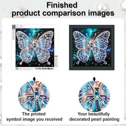 2 Pack Butterfly Diamond Art Pearl Painting Kits for Adults (12×12 inch) - color: WYZ184+WYZ185