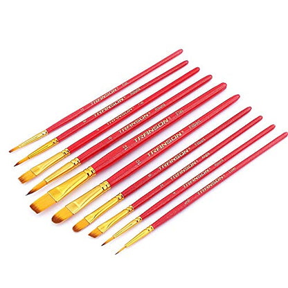 Transon 20pcs Artist Painting Brush Set for Acrylic Watercolor Gouache Hobby Craft Face Rock Painting Hot Pink - color: Hot Pink
