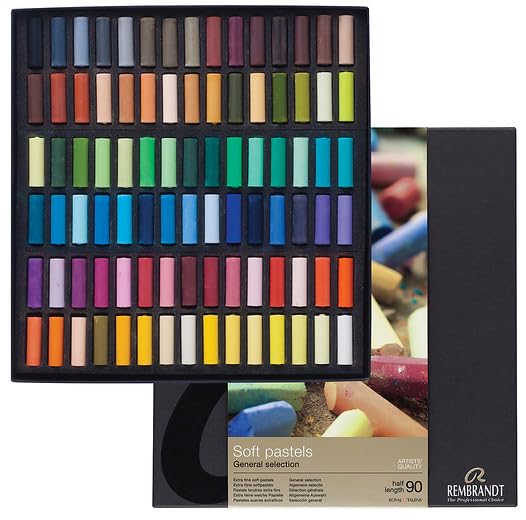 Rembrandt Soft Pastels, Half Stick, 90 Piece Professional Set | Soft Pastels with High Pigment Concentration and Lightfast Color, Professional Dry Art Medium