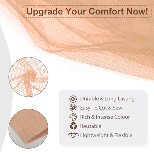 59" x 72"(2 Yards) Natural Mesh Fabric | Slightly Stretchy for Sewing Projects, Backpack Pocket and Straps, Netting Clothes and Shopping Bag - color: Natural