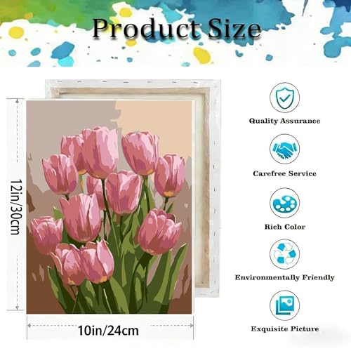 Paint by Numbers Kit for Adults,Tulip DIY Paint by Number With Frame - color: MT6402