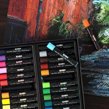 Soho Urban Artist Oil Pastels 26pc Set - Extra Soft, Blendable, Highly Pigmented and Vibrant, Ideal for Artists & Professionals - Suitable for Drawing, Sketching, Layering, and Scraping - size: 26 Count (Pack of 1)