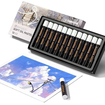 LIGHTWISH White Oil Pastels - Pack of 12, Ultra-Smooth Blendable Crayons for Professional Artists & Beginners, Perfect for Canvas, Chalkboard & DIY Crafts, Non-Fade, High Coverage Art Supplies - color: White Color(12 Sticks)